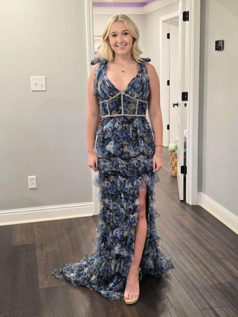 Jovani Floral And Rhinestone Evening Gown D5082A